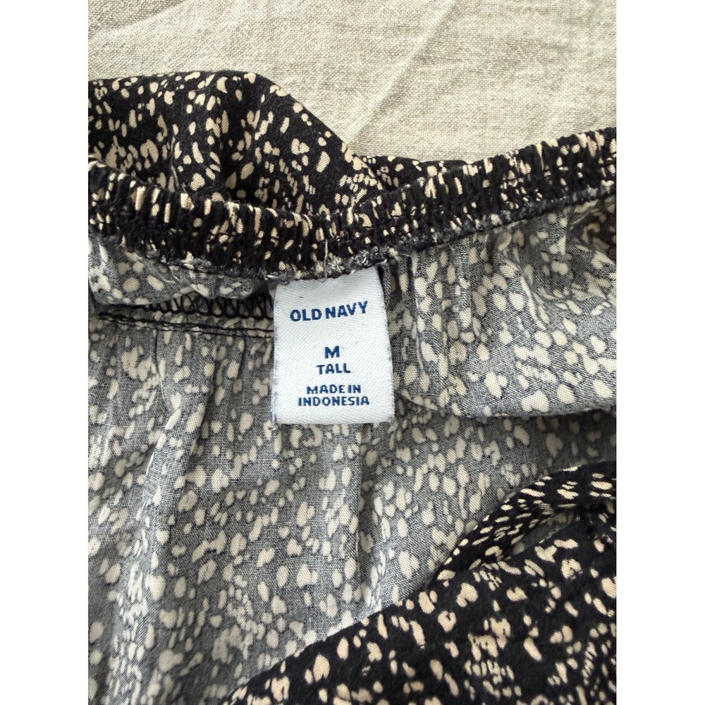 Old Navy Cami Dress Womens Black White Tiered Micro Print Tall Medium - Picture 4 of 6